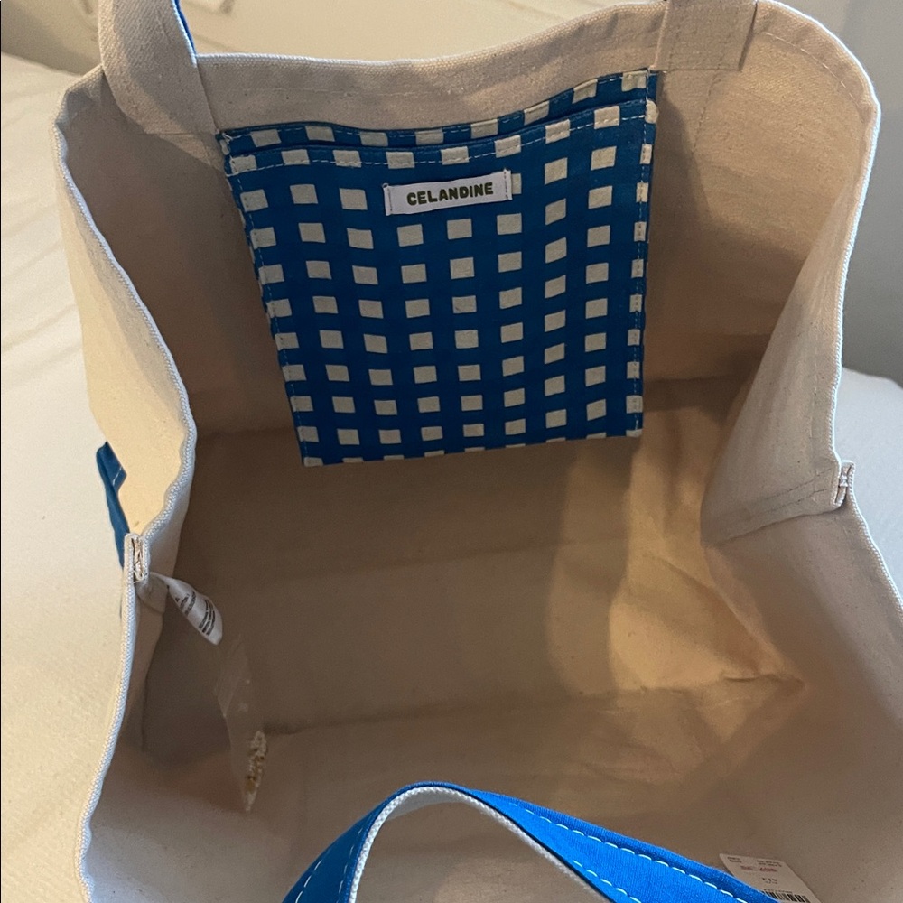Canvas Tote Bag in Blue and Cream with 'Beach Days' Embroidery - Picture 3 of 3